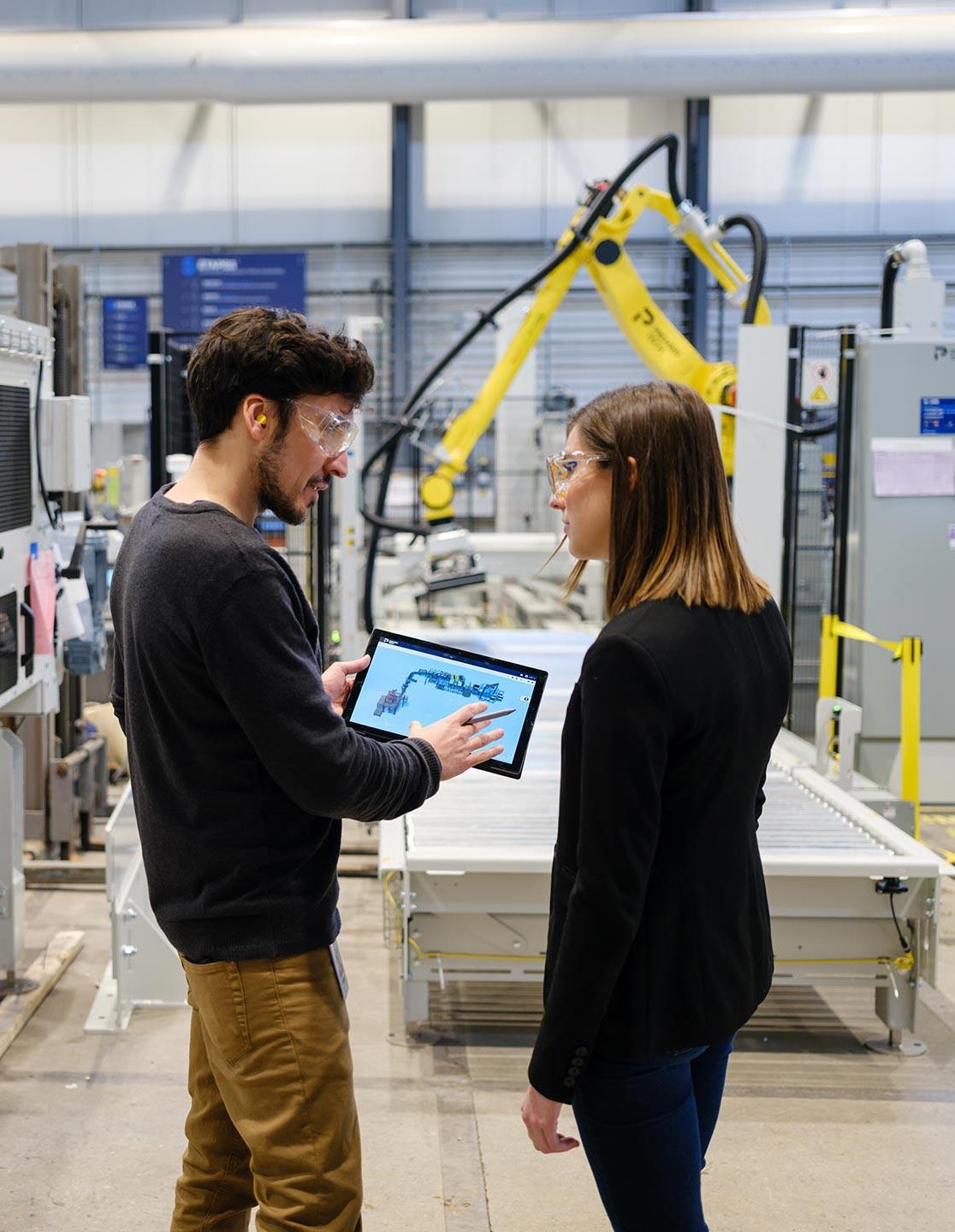 Sales representative building a production line configuration with Liveline.